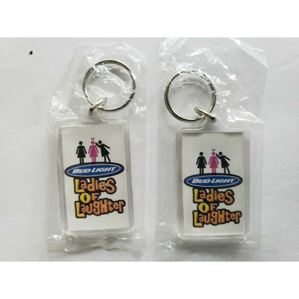 Vintage Budweiser Bud Light Ladies of Laughter Set of‎ 2 Keychains Brans New